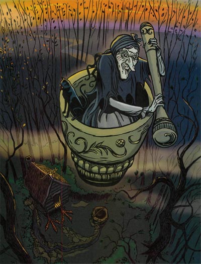 Baba Yaga, illustrated by Chuck Gonzales, for the January 2014 issue of Jack and Jill Magazine.