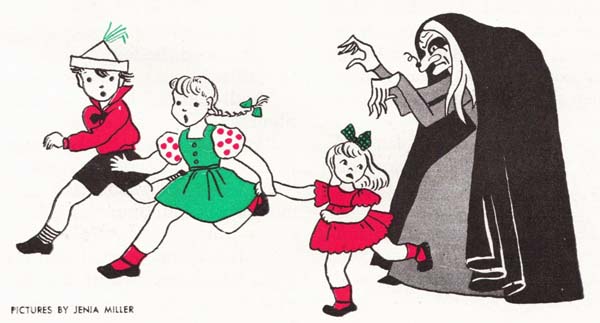 Baba Yaga startles and terrifies children. Image by Jenia Miller.
